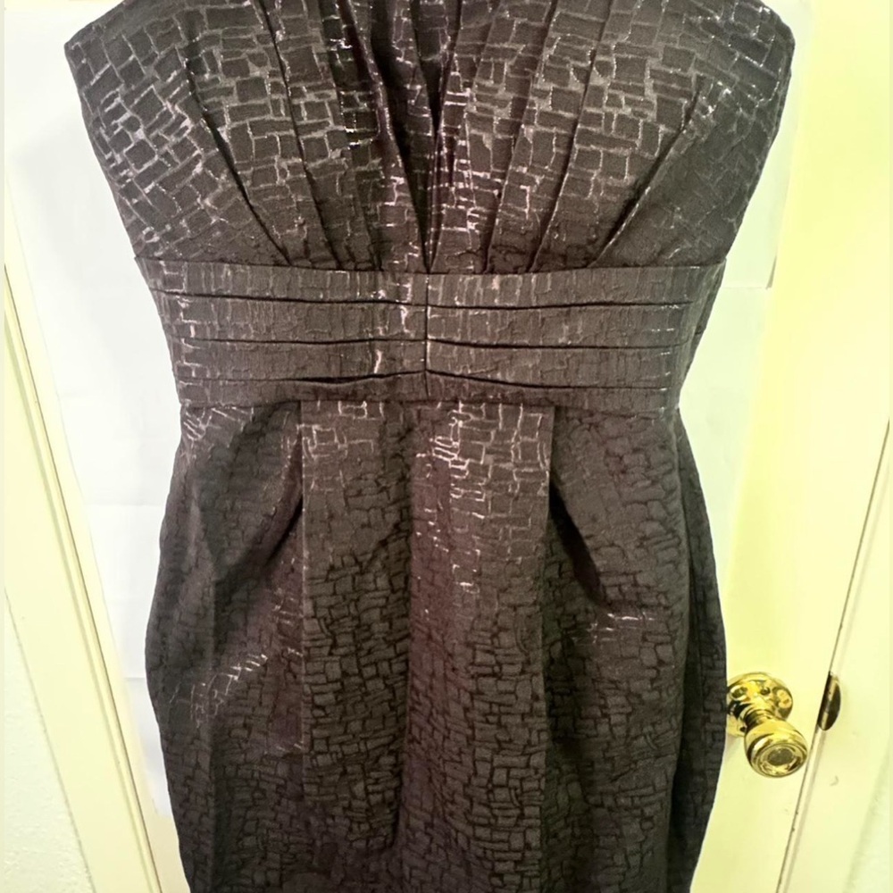 Max & Cleo Strapless Textured Brown Dress